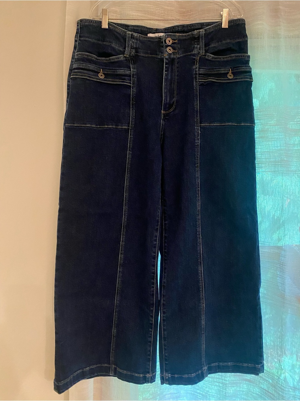 Mica Denim Snatched Back High Rise Wide Leg Jeans Dark Wash 14W
